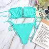 Bikini Women Swimsuit Female Low Waist Swimwear Women Beach Mini Thong Bikini Set Bathing Suit Women Thong Swimsuits Strapless 2 Piece Bikini String Tie Ruffle Brazilian Bathing Suit by Stevvex