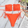 Bikini Women Swimsuit Female Low Waist Swimwear Women Beach Mini Thong Bikini Set Bathing Suit Women Thong Swimsuits Strapless 2 Piece Bikini String Tie Ruffle Brazilian Bathing Suit by Stevvex