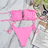 Bikini Women Swimsuit Female Low Waist Swimwear Women Beach Mini Thong Bikini Set Bathing Suit Women Thong Swimsuits Strapless 2 Piece Bikini String Tie Ruffle Brazilian Bathing Suit by Stevvex