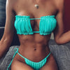 Bikini Women Swimsuit Female Low Waist Swimwear Women Beach Mini Thong Bikini Set Bathing Suit Women Thong Swimsuits Strapless 2 Piece Bikini String Tie Ruffle Brazilian Bathing Suit by Stevvex