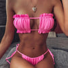 Bikini Women Swimsuit Female Low Waist Swimwear Women Beach Mini Thong Bikini Set Bathing Suit Women Thong Swimsuits Strapless 2 Piece Bikini String Tie Ruffle Brazilian Bathing Suit by Stevvex