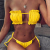 Bikini Women Swimsuit Female Low Waist Swimwear Women Beach Mini Thong Bikini Set Bathing Suit Women Thong Swimsuits Strapless 2 Piece Bikini String Tie Ruffle Brazilian Bathing Suit by Stevvex