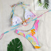 Bikinis Micro Adjustable Swimwear Women Summer Bikini Set Modern Colorful Print Beach Wear Women's Comfortable Swimsuit Knotted String Triangle Bikini Tie Side High Cut Bikini Set by Stevvex