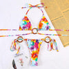 Bikinis Micro Adjustable Swimwear Women Summer Bikini Set Modern Colorful Print Beach Wear Women's Comfortable Swimsuit Knotted String Triangle Bikini Tie Side High Cut Bikini Set by Stevvex