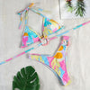 Bikinis Micro Adjustable Swimwear Women Summer Bikini Set Modern Colorful Print Beach Wear Women's Comfortable Swimsuit Knotted String Triangle Bikini Tie Side High Cut Bikini Set by Stevvex