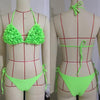Bikinis New 3D Flower Swimwear Solid Bikini Bandage Swimsuit Women's Solid Halter Padded Push Up Bikini Set Two Pieces Swimsuit Swimwear Bathing Suit Bikini Set Female Cute Ladies Beachwear Push Up Bikini by Stevvex
