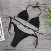 Bikinis New 3D Flower Swimwear Solid Bikini Bandage Swimsuit Women's Solid Halter Padded Push Up Bikini Set Two Pieces Swimsuit Swimwear Bathing Suit Bikini Set Female Cute Ladies Beachwear Push Up Bikini by Stevvex