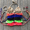 Bikinis New 3D Flower Swimwear Solid Bikini Bandage Swimsuit Women's Solid Halter Padded Push Up Bikini Set Two Pieces Swimsuit Swimwear Bathing Suit Bikini Set Female Cute Ladies Beachwear Push Up Bikini by Stevvex