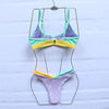Bikinis Ribbed Swimwear Women's Swimsuit Push Up Bathing Suit Solid Patchwork High Cut Bikini Set Women Padded Push up Bikini Set Halter Two Piece Cross Top Swimsuit Patchwork Bathing Suit by Stevvex