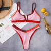 Bikinis Ribbed Swimwear Women's Swimsuit Push Up Bathing Suit Solid Patchwork High Cut Bikini Set Women Padded Push up Bikini Set Halter Two Piece Cross Top Swimsuit Patchwork Bathing Suit by Stevvex