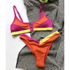 Bikinis Ribbed Swimwear Women's Swimsuit Push Up Bathing Suit Solid Patchwork High Cut Bikini Set Women Padded Push up Bikini Set Halter Two Piece Cross Top Swimsuit Patchwork Bathing Suit by Stevvex