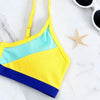 Bikinis Ribbed Swimwear Women's Swimsuit Push Up Bathing Suit Solid Patchwork High Cut Bikini Set Women Padded Push up Bikini Set Halter Two Piece Cross Top Swimsuit Patchwork Bathing Suit by Stevvex