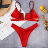 Bikinis Ribbed Swimwear Women's Swimsuit Push Up Bathing Suit Solid Patchwork High Cut Bikini Set Women Padded Push up Bikini Set Halter Two Piece Cross Top Swimsuit Patchwork Bathing Suit by Stevvex