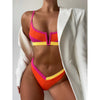 Bikinis Ribbed Swimwear Women's Swimsuit Push Up Bathing Suit Solid Patchwork High Cut Bikini Set Women Padded Push up Bikini Set Halter Two Piece Cross Top Swimsuit Patchwork Bathing Suit by Stevvex