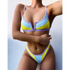 Bikinis Ribbed Swimwear Women's Swimsuit Push Up Bathing Suit Solid Patchwork High Cut Bikini Set Women Padded Push up Bikini Set Halter Two Piece Cross Top Swimsuit Patchwork Bathing Suit by Stevvex