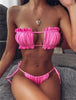Bikinis Set For Women Swimsuit Summer Beach Wear Bathing Suits Women Bikini Swimwear Women's Ruffle Tie Side Bikini Set High Cut Strapless Padded Solid Bathing Suit by Stevvex
