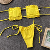 Bikinis Set For Women Swimsuit Summer Beach Wear Bathing Suits Women Bikini Swimwear Women's Ruffle Tie Side Bikini Set High Cut Strapless Padded Solid Bathing Suit by Stevvex