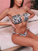 Bikinis Set For Women Swimsuit Summer Beach Wear Bathing Suits Women Bikini Swimwear Women's Ruffle Tie Side Bikini Set High Cut Strapless Padded Solid Bathing Suit by Stevvex