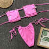 Bikinis Set For Women Swimsuit Summer Beach Wear Bathing Suits Women Bikini Swimwear Women's Ruffle Tie Side Bikini Set High Cut Strapless Padded Solid Bathing Suit by Stevvex