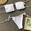 Bikinis Set For Women Swimsuit Summer Beach Wear Bathing Suits Women Bikini Swimwear Women's Ruffle Tie Side Bikini Set High Cut Strapless Padded Solid Bathing Suit by Stevvex