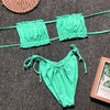 Bikinis Set For Women Swimsuit Summer Beach Wear Bathing Suits Women Bikini Swimwear Women's Ruffle Tie Side Bikini Set High Cut Strapless Padded Solid Bathing Suit by Stevvex