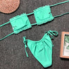 Bikinis Set For Women Swimsuit Summer Beach Wear Bathing Suits Women Bikini Swimwear Women's Ruffle Tie Side Bikini Set High Cut Strapless Padded Solid Bathing Suit by Stevvex