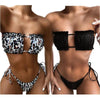 Bikinis Set For Women Swimsuit Summer Beach Wear Bathing Suits Women Bikini Swimwear Women's Ruffle Tie Side Bikini Set High Cut Strapless Padded Solid Bathing Suit by Stevvex