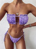 Bikinis Set For Women Swimsuit Summer Beach Wear Bathing Suits Women Bikini Swimwear Women's Ruffle Tie Side Bikini Set High Cut Strapless Padded Solid Bathing Suit by Stevvex