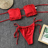 Bikinis Set For Women Swimsuit Summer Beach Wear Bathing Suits Women Bikini Swimwear Women's Ruffle Tie Side Bikini Set High Cut Strapless Padded Solid Bathing Suit by Stevvex
