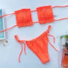 Bikinis Set For Women Swimsuit Summer Beach Wear Bathing Suits Women Bikini Swimwear Women's Ruffle Tie Side Bikini Set High Cut Strapless Padded Solid Bathing Suit by Stevvex