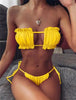Bikinis Set For Women Swimsuit Summer Beach Wear Bathing Suits Women Bikini Swimwear Women's Ruffle Tie Side Bikini Set High Cut Strapless Padded Solid Bathing Suit by Stevvex