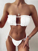 Bikinis Set For Women Swimsuit Summer Beach Wear Bathing Suits Women Bikini Swimwear Women's Ruffle Tie Side Bikini Set High Cut Strapless Padded Solid Bathing Suit by Stevvex