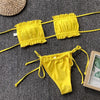 Bikinis Set For Women Swimsuit Summer Beach Wear Bathing Suits Women Bikini Swimwear Women's Ruffle Tie Side Bikini Set High Cut Strapless Padded Solid Bathing Suit by Stevvex