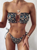 Bikinis Set For Women Swimsuit Summer Beach Wear Bathing Suits Women Bikini Swimwear Women's Ruffle Tie Side Bikini Set High Cut Strapless Padded Solid Bathing Suit by Stevvex