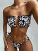 Bikinis Set For Women Swimsuit Summer Beach Wear Bathing Suits Women Bikini Swimwear Women's Ruffle Tie Side Bikini Set High Cut Strapless Padded Solid Bathing Suit by Stevvex