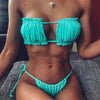 Bikinis Set For Women Swimsuit Summer Beach Wear Bathing Suits Women Bikini Swimwear Women's Ruffle Tie Side Bikini Set High Cut Strapless Padded Solid Bathing Suit by Stevvex