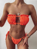 Bikinis Set For Women Swimsuit Summer Beach Wear Bathing Suits Women Bikini Swimwear Women's Ruffle Tie Side Bikini Set High Cut Strapless Padded Solid Bathing Suit by Stevvex
