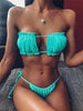 Bikinis Set For Women Swimsuit Summer Beach Wear Bathing Suits Women Bikini Swimwear Women's Ruffle Tie Side Bikini Set High Cut Strapless Padded Solid Bathing Suit by Stevvex