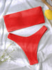 Bikinis Swimsuit Women Push Up Bikini Set Female Swimwear Women's Strapless Solid Color 2 Pieces Bathing Suit Swimsuit Swimsuits Off Shoulder High Waist Bathing Suit High Cut Swimwear For Summer by Stevvex