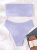Bikinis Swimsuit Women Push Up Bikini Set Female Swimwear Women's Strapless Solid Color 2 Pieces Bathing Suit Swimsuit Swimsuits Off Shoulder High Waist Bathing Suit High Cut Swimwear For Summer by Stevvex