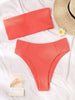 Bikinis Swimsuit Women Push Up Bikini Set Female Swimwear Women's Strapless Solid Color 2 Pieces Bathing Suit Swimsuit Swimsuits Off Shoulder High Waist Bathing Suit High Cut Swimwear For Summer by Stevvex