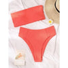 Bikinis Swimsuit Women Push Up Bikini Set Female Swimwear Women's Strapless Solid Color 2 Pieces Bathing Suit Swimsuit Swimsuits Off Shoulder High Waist Bathing Suit High Cut Swimwear For Summer by Stevvex