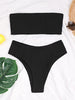 Bikinis Swimsuit Women Push Up Bikini Set Female Swimwear Women's Strapless Solid Color 2 Pieces Bathing Suit Swimsuit Swimsuits Off Shoulder High Waist Bathing Suit High Cut Swimwear For Summer by Stevvex