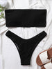 Bikinis Swimsuit Women Push Up Bikini Set Female Swimwear Women's Strapless Solid Color 2 Pieces Bathing Suit Swimsuit Swimsuits Off Shoulder High Waist Bathing Suit High Cut Swimwear For Summer by Stevvex