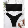 Bikinis Swimsuit Women Push Up Bikini Set Female Swimwear Women's Strapless Solid Color 2 Pieces Bathing Suit Swimsuit Swimsuits Off Shoulder High Waist Bathing Suit High Cut Swimwear For Summer by Stevvex