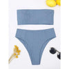 Bikinis Swimsuit Women Push Up Bikini Set Female Swimwear Women's Strapless Solid Color 2 Pieces Bathing Suit Swimsuit Swimsuits Off Shoulder High Waist Bathing Suit High Cut Swimwear For Summer by Stevvex