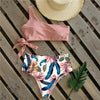 Bikinis Women New One Shoulder Swimwear High Waist Swimsuit Bandage Bathing Suits Beach Wear Female Lace Two Piece Swim Dress with Bikini Bottom Bathing Suits by Stevvex