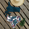 Bikinis Women New One Shoulder Swimwear High Waist Swimsuit Bandage Bathing Suits Beach Wear Female Lace Two Piece Swim Dress with Bikini Bottom Bathing Suits by Stevvex