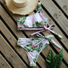 Bikinis Women New One Shoulder Swimwear High Waist Swimsuit Bandage Bathing Suits Beach Wear Female Lace Two Piece Swim Dress with Bikini Bottom Bathing Suits by Stevvex