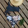 Bikinis Women New One Shoulder Swimwear High Waist Swimsuit Bandage Bathing Suits Beach Wear Female Lace Two Piece Swim Dress with Bikini Bottom Bathing Suits by Stevvex
